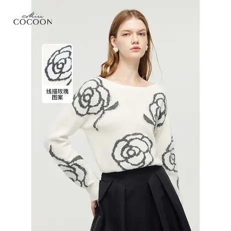 【秋上新】missCOCOON静奢风羊毛针织上衣女2023秋季新款长袖毛衫图片