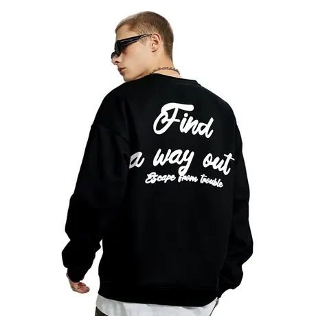 Nuthink美式潮牌重磅420g圆领卫衣男春季加绒加厚宽松大码上衣潮商品大图