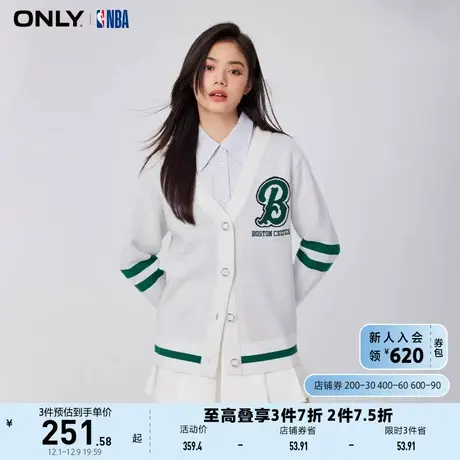 ONLY奥莱夏季NBA联名款宽松长袖撞色V领针织衫女图片