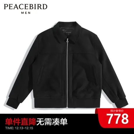 太平鸟男装奥莱 秋季棒球服夹克宽松黑色休闲外套潮流茄克商品大图