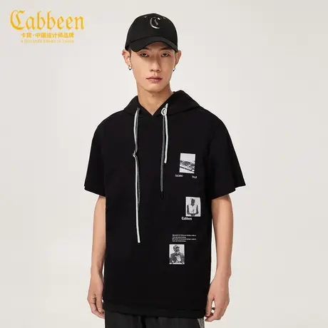 卡宾人物印花圆领T恤夏季款字母短袖纯棉图片