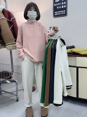 高领打底衫女2023秋冬新款双面德绒保暖韩版百搭显瘦拼接内搭上衣商品大图