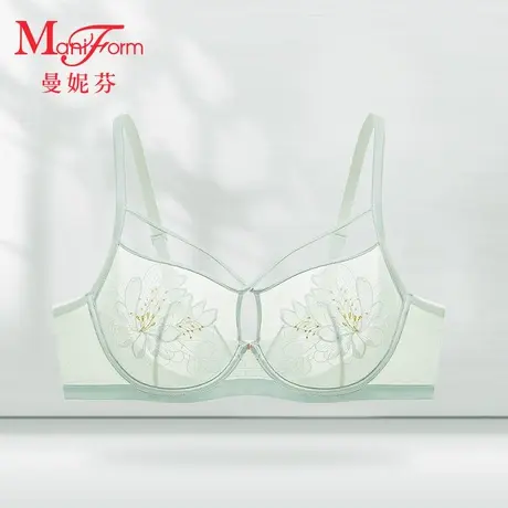 曼妮芬性感刺绣大杯文胸女士单层围轻薄内衣大胸显小胸罩20840614商品大图