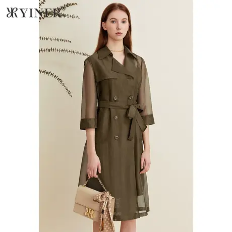 YINER音儿女装夏季优雅纯色收腰连衣裙图片