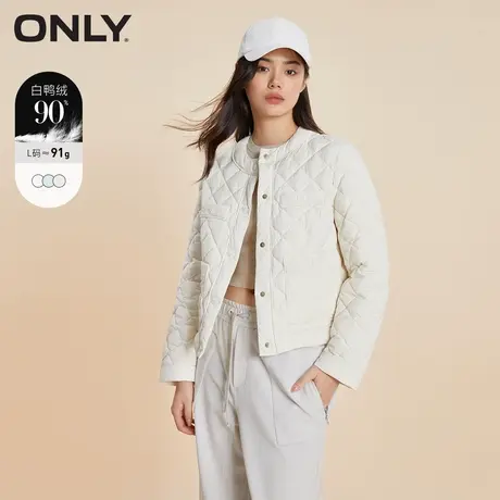 【甄选专享】ONLY奥莱90白鸭绒百搭保暖圆领短款羽绒服女商品大图
