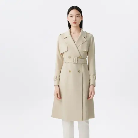 LANCY/悦朗姿春季新款翻领风衣女收腰显瘦设计感高级外套上衣图片