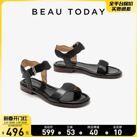 BeauToday凉鞋女夏季2024新款时装凉鞋法式一字带凉鞋女外穿平底商品大图