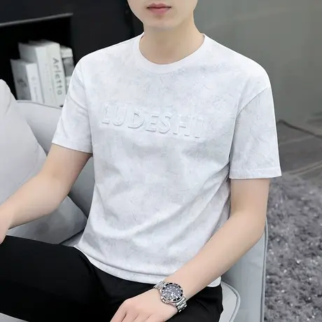 2024夏季新款男士短袖T恤休闲百搭半袖t恤潮流帅气圆领薄款体恤衫商品大图