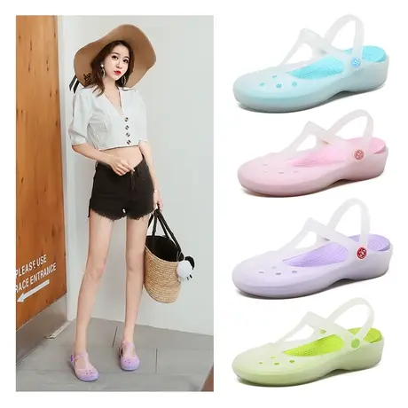 软底洞洞鞋女ins潮防滑厚底平底凉鞋塑料鞋包头外穿韩版沙滩鞋夏商品大图