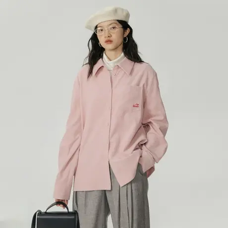 omont蛋挞家 刺绣灯芯绒衬衫女春季2023年新款内搭长袖衬衣上衣商品大图