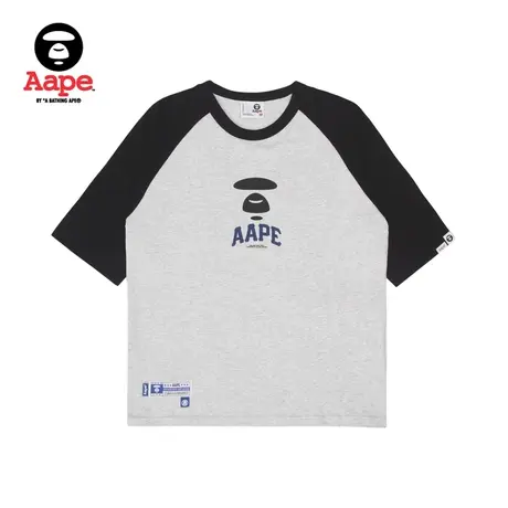 Aape旗舰店男装春夏拼色数字字母猿颜印花宽松短袖T恤1336XXK商品大图