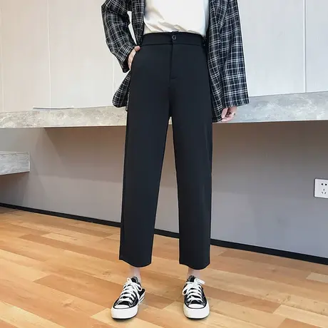 西装裤女直筒裤子九分裤女显瘦秋冬女学生宽松韩版高腰cec休闲裤商品大图