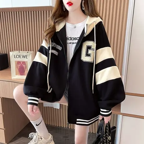早秋外套女春秋季韩版宽松设计感小众初秋百搭薄款拼色棒球服开衫图片