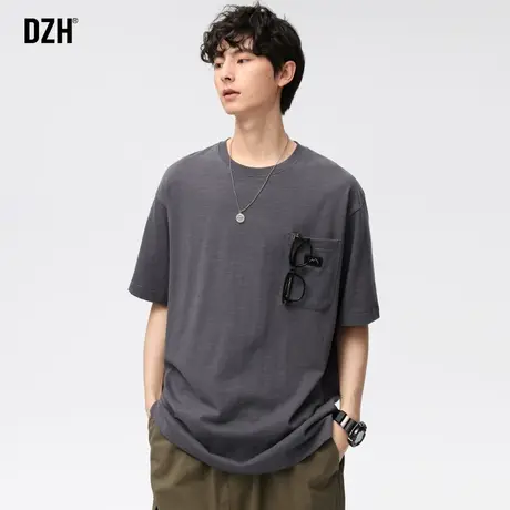 男士灰色重磅纯棉t恤男夏季美式短袖男款2023新款宽松上衣半袖男商品大图