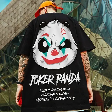 oversize欧美潮牌胖子ins嘻哈宽松短袖T恤男潮国潮加肥加大码半袖商品大图