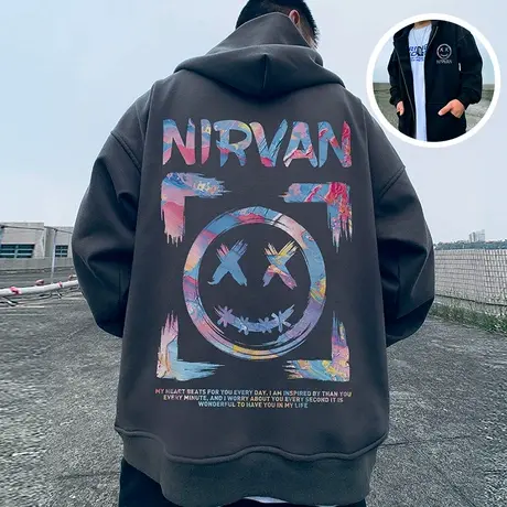 小恶魔外套加肥加大码男装连帽胖子拉链卫衣宽松休闲百搭春秋季男图片