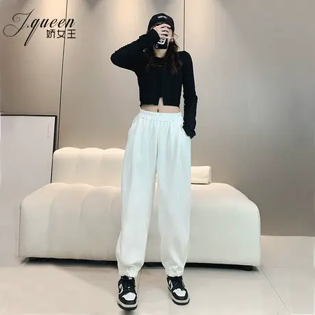 束脚卫裤女秋季新款裤子休闲宽松显瘦潮流美式白色萝卜哈伦运动裤商品大图