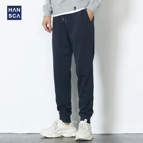 hansca莱赛尔天丝棉轻薄束脚卫裤男士宽松休闲运动抽绳透气长裤子商品大图