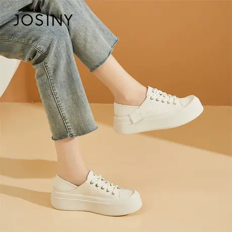 Josiny/卓诗尼两穿女鞋2024新款春季懒人鞋百搭板鞋厚底小白鞋女商品大图