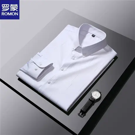 罗蒙无痕长袖衬衫男士春秋季商务休闲竹纤维弹力免烫抗皱正装衬衣图片