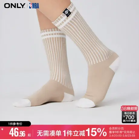 ONLY冬季NBA联名款撞色条纹螺纹中筒袜子女|12341Q006图片