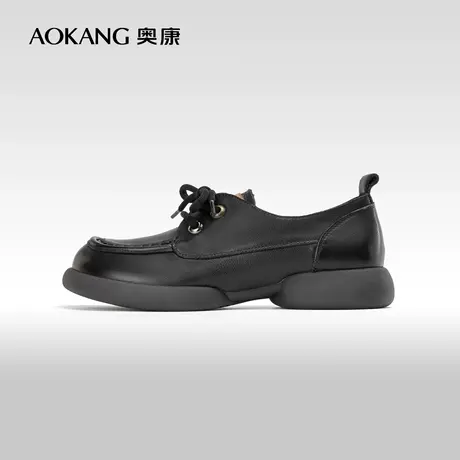 奥康女鞋 2023秋季新款乐福鞋一脚蹬平底休闲真皮舒适百搭英伦风图片