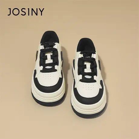Josiny/卓诗尼小白鞋女2024新款春季拼色厚底板鞋百搭潮流女鞋子商品大图