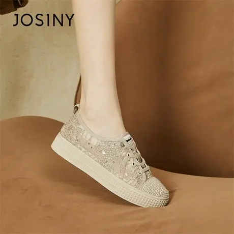 Josiny/卓诗尼渔夫鞋女2024年新款春季懒人一脚蹬网面透气豆豆鞋商品大图