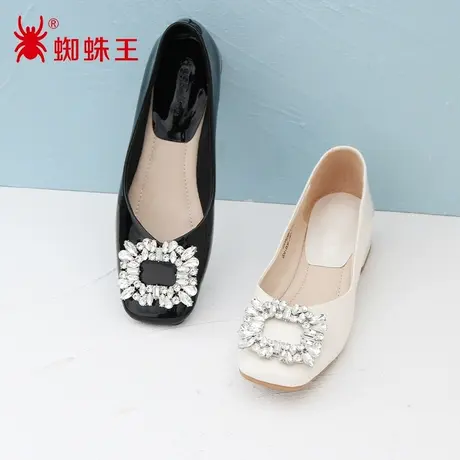 蜘蛛王断码清仓正品女鞋2022夏商场新款单鞋皮鞋女浅口水钻时尚潮图片