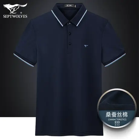 七匹狼狼族生活男士POLO衫短袖净色2023夏季翻领T恤半袖男上衣短t图片