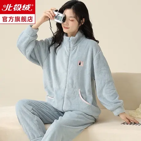 睡衣女秋冬款2023新款睡衣可外穿珊瑚绒加厚保暖女士家居服套装图片