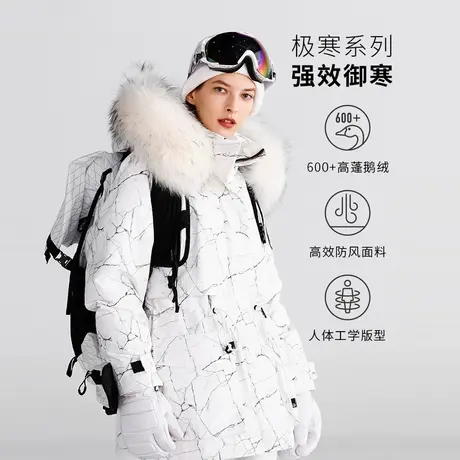 波司登女士极寒系列时尚廓形工装貉子毛领鹅绒羽绒服冬季加厚外套商品大图