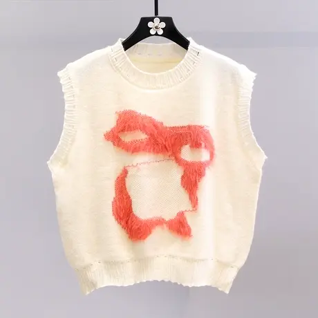日系卡通针织马甲女夏季2023新款宽松学院风减龄无袖毛衣背心马夹图片