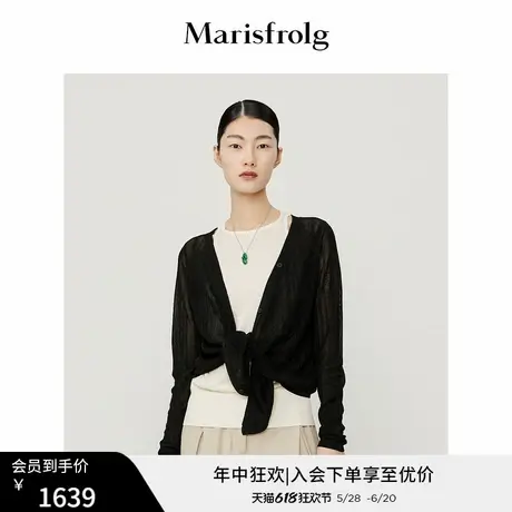 【商场同款】玛丝菲尔冬季新款黑色假两件时髦百搭针织衫图片