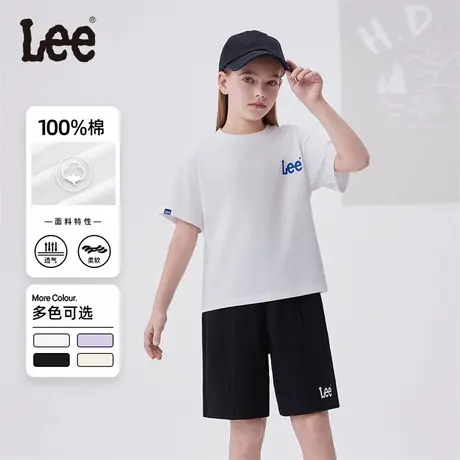 lee儿童白色短袖T恤2025年新款夏季休闲男女童装衣服薄款上衣女孩图片