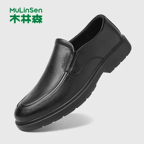 木林森男鞋2025夏季新品休闲商务皮鞋男百搭软底舒适一脚蹬豆豆鞋商品大图