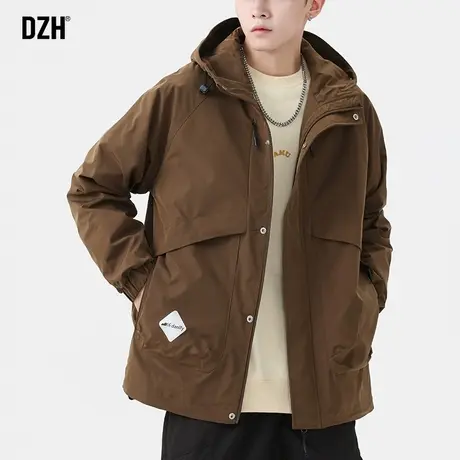 男士连帽工装外套男冲锋衣男款秋季2023新款宽松美式高街机能夹克商品大图