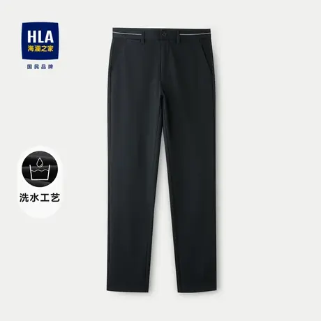 HLA/海澜之家高腰直筒休闲裤2023秋季新款纯色水洗针织毛呢裤子男商品大图