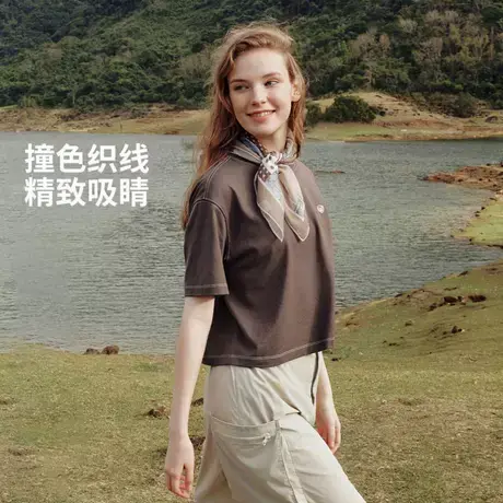 坦博尔奥莱夏季新款短袖女时尚百搭舒适透气截断设计感夏季T恤商品大图