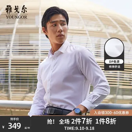 雅戈尔长袖衬衫秋季新款男士商务休闲高级工装DP弹力免烫衬衣商品大图