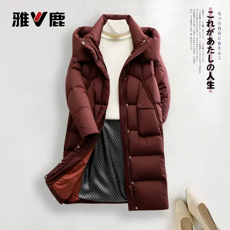 雅鹿官方新款冬季时尚防寒保暖女士休闲中长款宽松羽绒服黑外套商品大图
