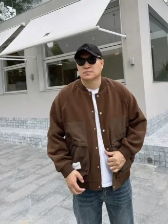 大依无忧秋款大码男装棒球领廓版潮胖子加肥加大男款针织夹克外套商品大图