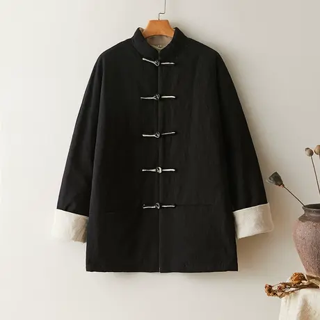 唐装棉衣男中国风棉袄冬季加厚男士棉服宽松中式立领棉麻外套国潮图片