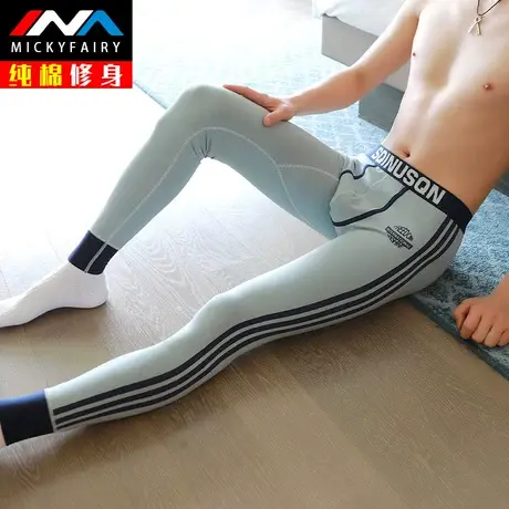 秋裤男士纯棉秋冬季打底薄款紧身衬裤男生修身棉毛裤线裤潮流男款图片
