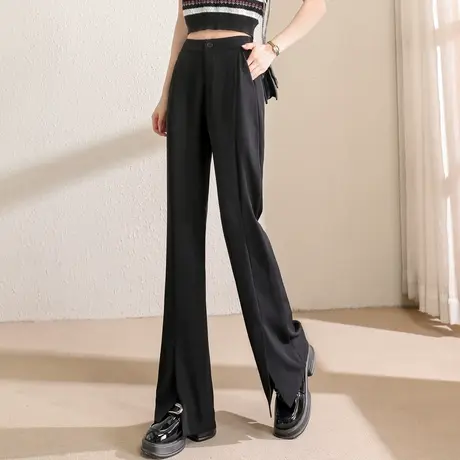 时尚休闲西装微喇长裤2023年春季新款女士简约高腰显瘦通勤裤子图片