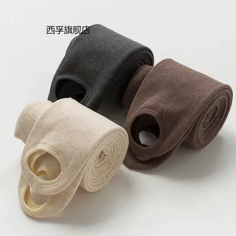 薄绒打底裤连裤袜女秋冬日系高腰保暖纯棉健美踩脚加绒脚蹬一体裤商品大图