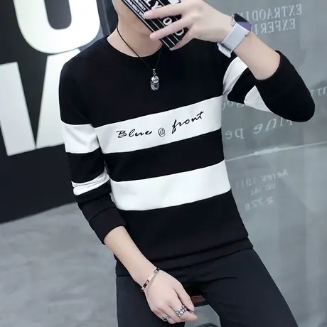 长袖t恤男2023年新款春季打底衫棉感体恤韩版卫衣秋衣内搭上衣服商品大图