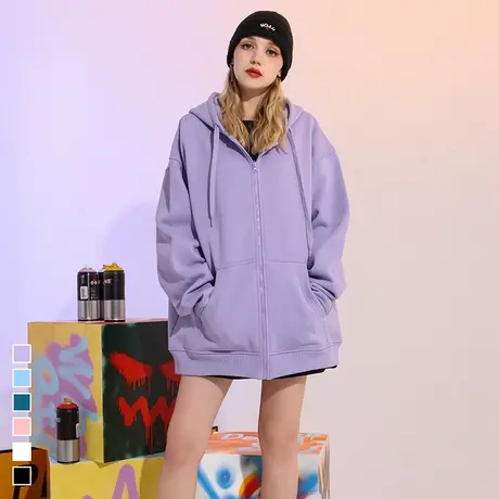 YEP开衫卫衣女春秋款连帽运动休闲拉链外套宽松oversize棒球服ins商品大图