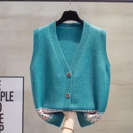 v领针织开衫马甲背心女2023秋装新款宽松外穿马夹外搭毛衣坎肩潮商品大图