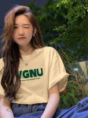 国潮美式复古奶黄色仿棉短袖t恤女夏季2023新款欧美潮牌小众上衣商品大图